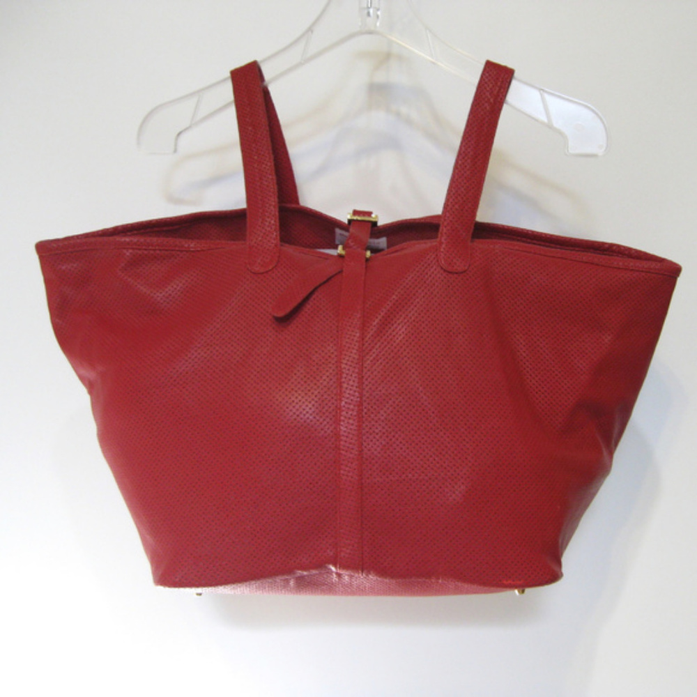 MELI MELO Red Perforated Leather Hobo Tote Handbag